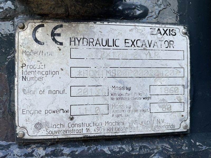 2013 / Mini pelle Hitachi ZX 17U-2 / 1,8 T – Image 17