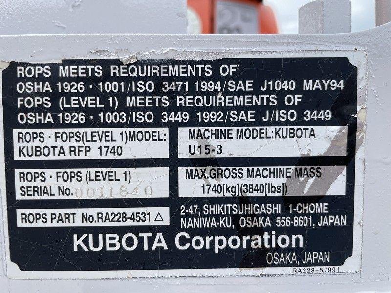 2008 / Mini pelle Kubota U 15-3 / 1,7 T – Image 16