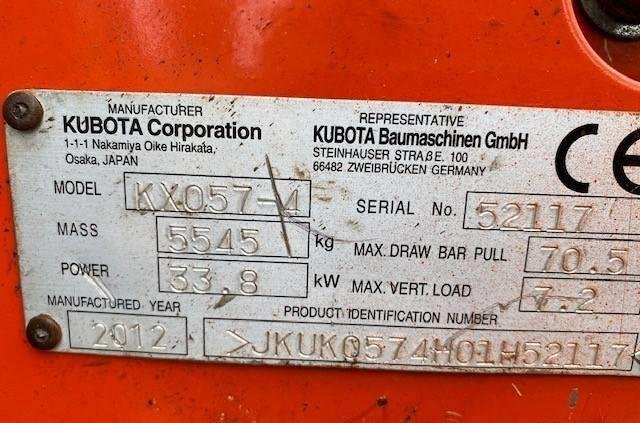 2012 / Mini Pelle Kubota KX 057-4 / 5,5 T – Image 7